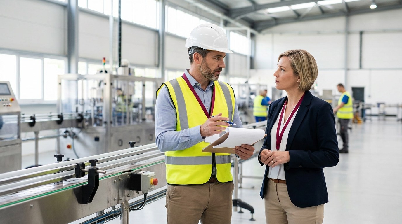 Auditeur qualité et responsable de site en usine moderne — accompagnement certification ISO TargetUp Maroc